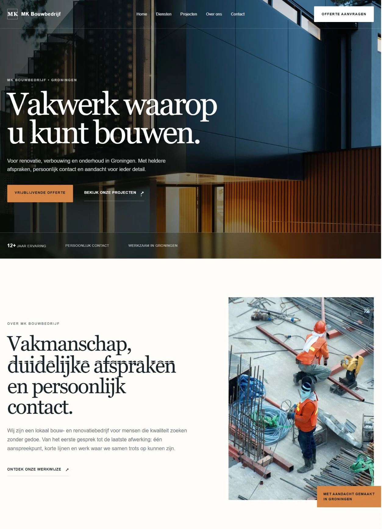 Website designed by Siterr for MK Bouwbedrijf